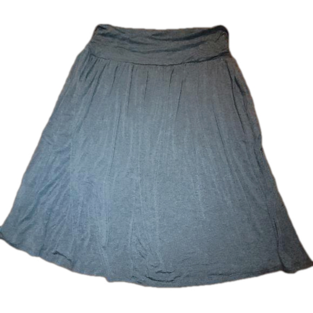 Grey A Line Midi Skirt - Elastic Waist - 2XL